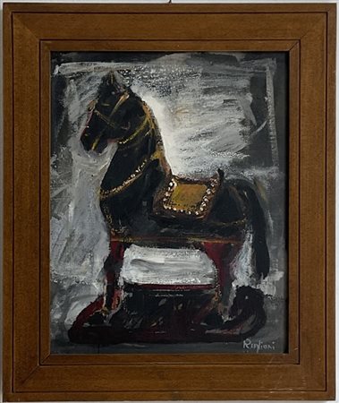 Vittorio Ruglioni "Cavallino di legno" 1992
tecnica mista su tela
cm 50x40
Firma