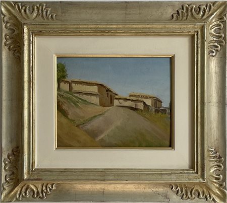 Ignoto "Le cascine" olio su cartone (cm 23x28,5)
In cornice (lievi difetti)

Pr