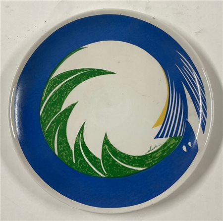 Gianni Dova Piatto in ceramica serigrafata. Ceramica Fiori Oscuri, Milano. Numer