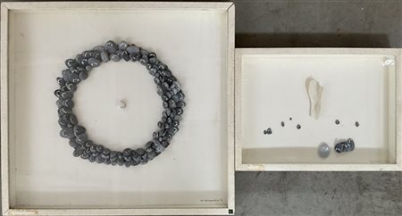 Firma indecifrata "Senza titolo" due assemblage su tavoletta
cm 45x49 e cm 25x3