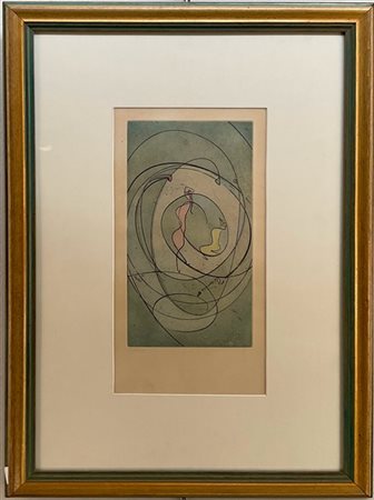 Max Ernst "Senza titolo" 1970
acquaforte e acquatinta a colori
(lastra cm 31,5x1