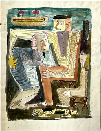 Ignoto "Senza titolo" tecnica mista su carta
cm 40x30,5 (lievi difetti)