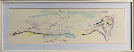 Ernesto Treccani "Nudo sdraiato" 
acquerello su carta
cm 32,5x100
firmato in bas