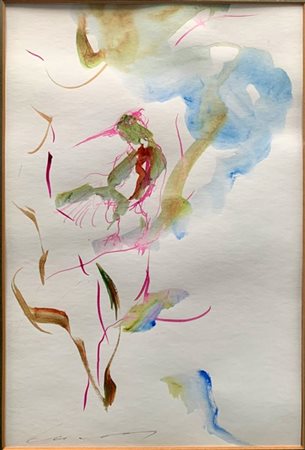 Ernesto Treccani "Uccellino sul ramo" 
inchiostro e acquerello su carta
cm 29x19