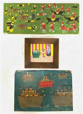 Oscar de Mejo lotto composto da tre acquerelli su cartone pressato di misure e s