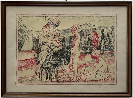 Salvatore Fiume "Senza titolo" 
litografia a colori - prova d'artista
cm 51x70
f