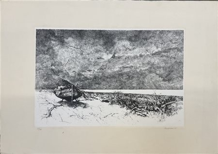 Renzo Vespignani "Senza titolo" 1981
acquaforte
(lastra cm 32x49; foglio cm 49,5