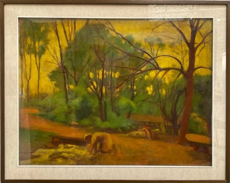 Innocente Salvini "Lavandaie al ruscello" 1951
olio su tela
cm 69x89
firmato e d