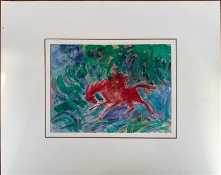 Aligi Sassu "Cavaliere" 1990
tempera e acquerello su carta
cm 15,8x21,8
firmata