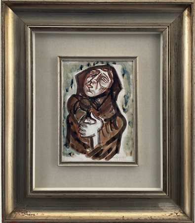 Giuseppe Migneco "Senza titolo" 1972
acquerello su carta applicata su cartone
cm