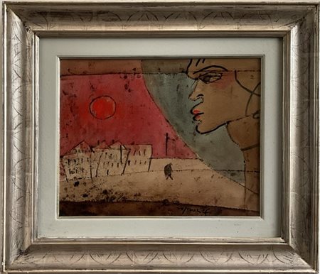 Franco Rognoni "Ragazza in periferia" 1989
tecnica mista su masonite
cm 32,5x41,