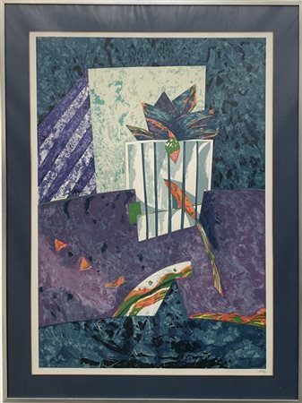 Gianni Dova "Senza titolo" 
serigrafia a colori - prova d'artista
cm 76x53
firma