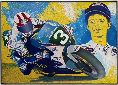 Giangiacomo Spadari "Omaggio a Luca Cadalora" 1991
acrilici su tela
cm 69x99
fir