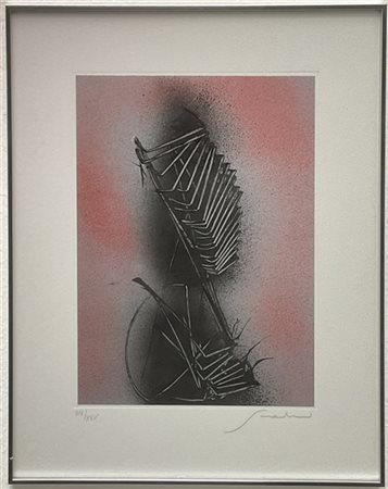 Emilio Scanavino "Senza titolo" 
serigrafia su carta argentata applicata su cart