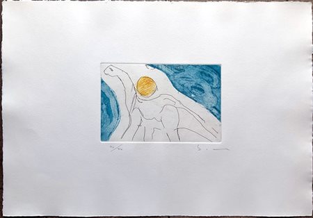 Mario Schifano "Estinto" 1983
acquaforte e acquatinta a colori
(lastra cm 13x20;