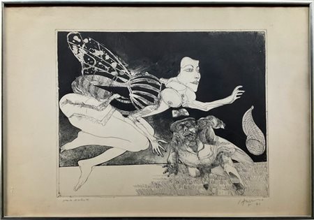 Firma indecifrata  "Senza titolo" 1971, acquaforte e acquatinta - 