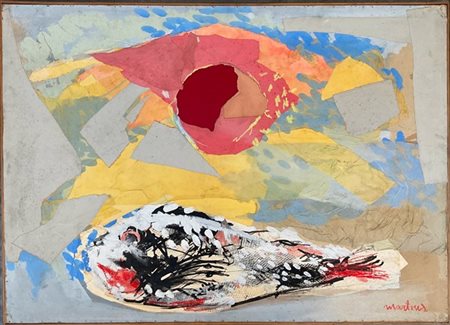 Piero Martina "Senza titolo" 
tecnica mista su carta applicata su masonite
cm 73