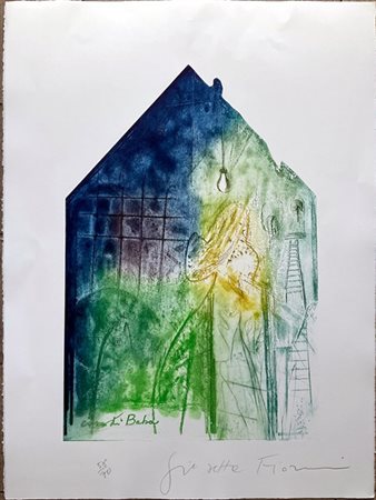 Giosetta Fioroni "Casa di Baba" 
acquaforte e acquatinta a colori
(lastra cm 58x