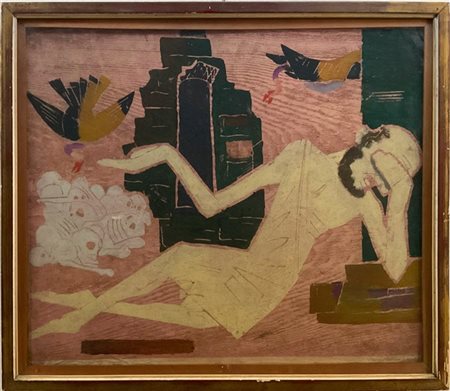 Rolf Muller Landau "Senza titolo" 
tecnica mista su carta intelata
cm 44x53,5
fi