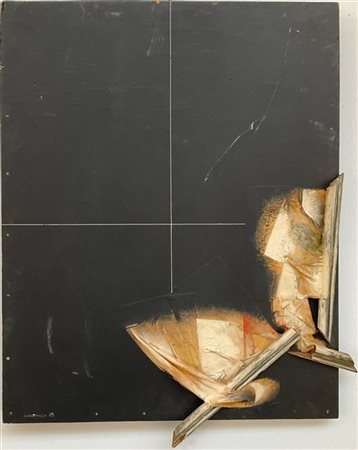 Felice Canonico "Stacco" 1963
olio e assemblage su tavola
cm 75x60
firmato e dat