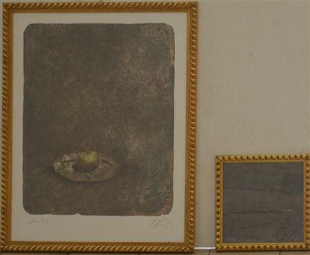 Firma indecifrata "Senza titolo" due litografie a colori di soggetto diverso
cm