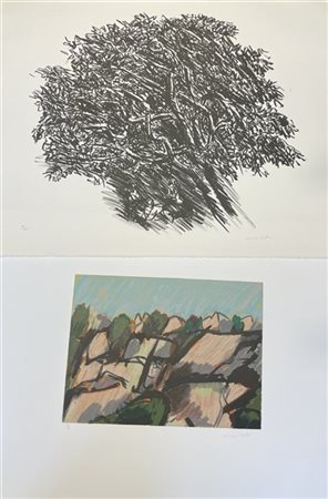 Ennio Morlotti Insieme formato da due litografie: "Senza titolo" (cm 55x72,5) es