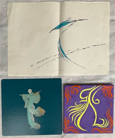 Lotto composto da tre opere dedicate a Valentina Cortese di diverse tecniche, a