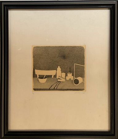 Gianfranco Ferroni "Oggetti" 1987
acquaforte
(lastra cm 18,8x20,5; foglio cm 48,