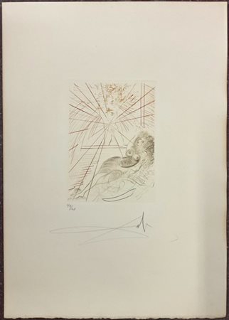 Salvador Dalì "The Angel Gabriel" 1972
acquaforte e puntasecca su carta con fili