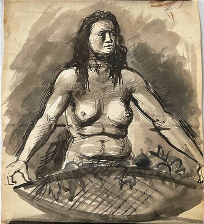 Lotto composto da tre disegni a tecnica mista raffiguranti nudi di misure diver