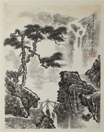  Arte Cinese - Xilografia su carta di riso raffigurante un albero 
Cina, XX secolo .