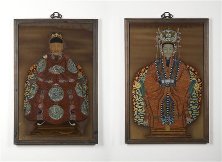  Arte Cinese - Coppia di dipinti su vetro 
Cina, dinastia Qing, XIX secolo .