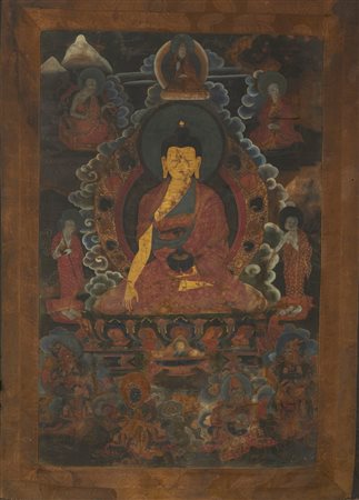  Arte Himalayana - Tangka raffigurante Buddha 
Tibet, XVIII-XIX secolo .
