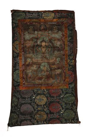  Arte Himalayana - Thangka  raffigurante Tara Bianca
Tibet, XX secolo 
.