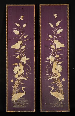  Arte Cinese - Coppia di pannelli a ricamo
Cina, dinastia Qing, XIX secolo.