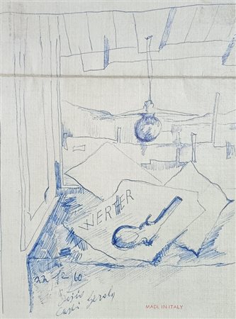 BISIO PIETRO Casei Gerola (Pv) 1932 Werther 1960 disegno a penna su carta...