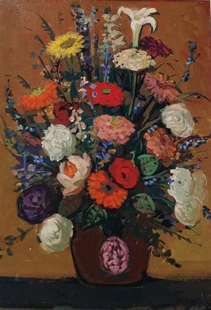 FRAI FELICITA Praga (Repubblica Ceca) 1909 Vaso con fiori 1960 Olio su tela...