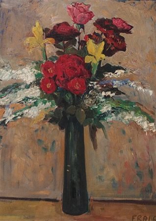 FRAI FELICITA Praga (Repubblica Ceca) 1909 Vaso con fiori 1960 Olio su tela...