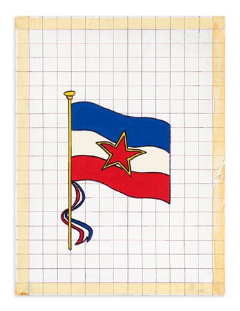 REMO BIANCO (1922-1988) - Bandiera blu rossa e bianca