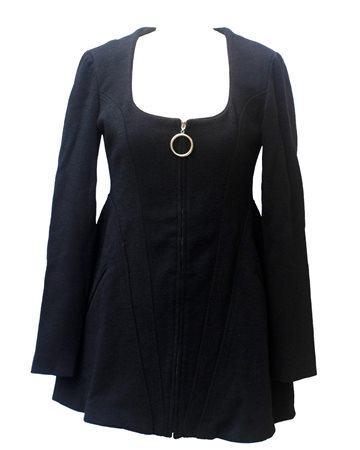 Martine Sitbon MINI DRESS Description: Black wool jersey for this lined mini...