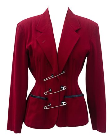 Jean Paul Gaultier SAFETY PINS JACKET Description: Iconic red wool jacket...