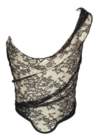 Vivienne Westwood BLACK LACE CORSET Description: Fitted mono shoulder corset....