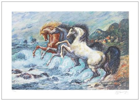 GIOVANFRANCESCO GONZAGA Milano 1921 – 2007 Senza titolo Litografia a colori...