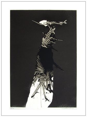 EMILIO SCANAVINO Genova 1922 – Milano 1986 Senza titolo Litografia a colori...