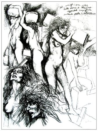 RENATO GUTTUSO Bagheria 1912 – Roma 1987 Donne di Messina II 1975 Litografia...