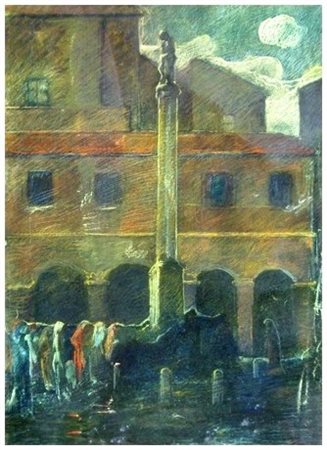 SPARTACO CARLINI Pisa 1884 – 1949 Pisa – Piazza della Berlina Pastelli e t.m....