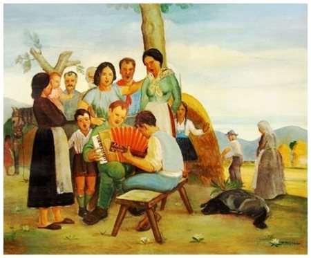 BRUNO SANTOCHI Mezzana 1895 – Pisa 1962 Senza titolo Olio su tavola 88 x 110....