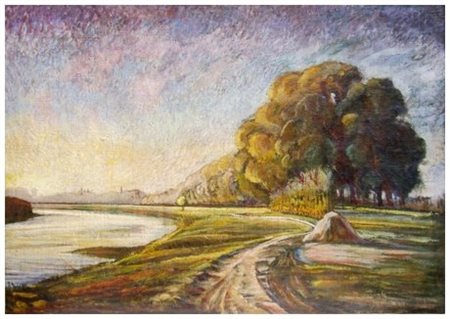 SANTI MACCHIA Pisa 1884 – 1964 Le Piagge 1938 Olio su tela 67,5 x 96. Firma e...