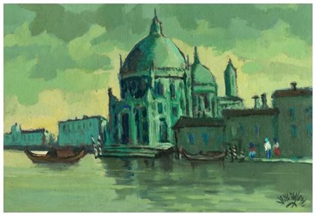VINCENZONI Venezia isola della salute 1979 Olio su tavola 20 x 30. Firma in...