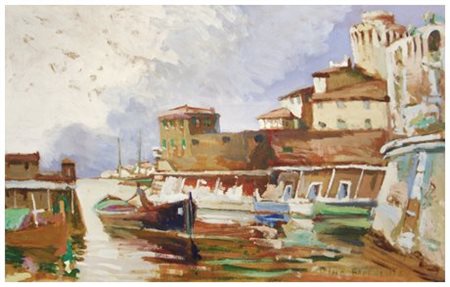 DINO BANCHELLI Livorno 1903 – 1974 Senza titolo Olio su tavola 27 x 42,5....